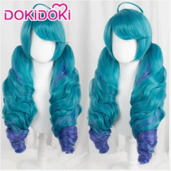 DokiDoki LOL Cosplay Gwen Wig Women Long Curly Blue Purple Wig