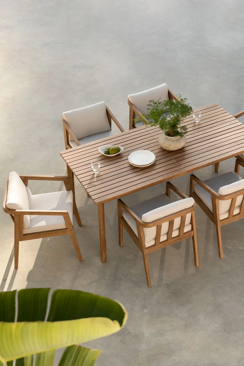 Table de jardin rectangulaire en bois d'acacia Kaela