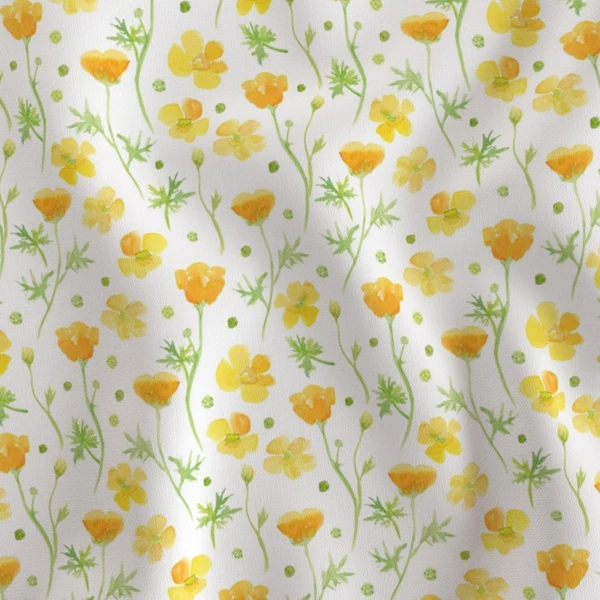 Fabric in Cheerful yellow buttercup flowers small version