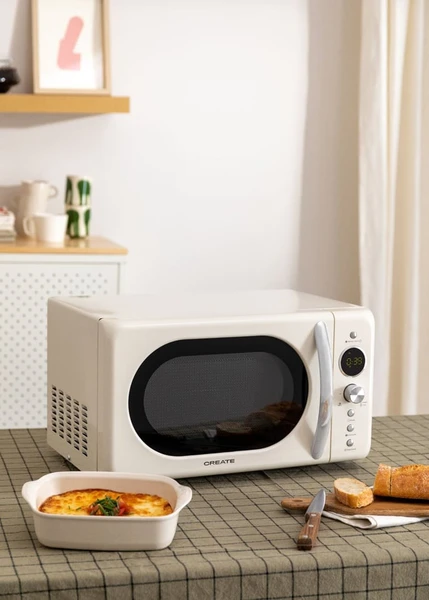 Microwave Retro - Micro-Ondes Gril Numérique 900W - Blanc Cassé