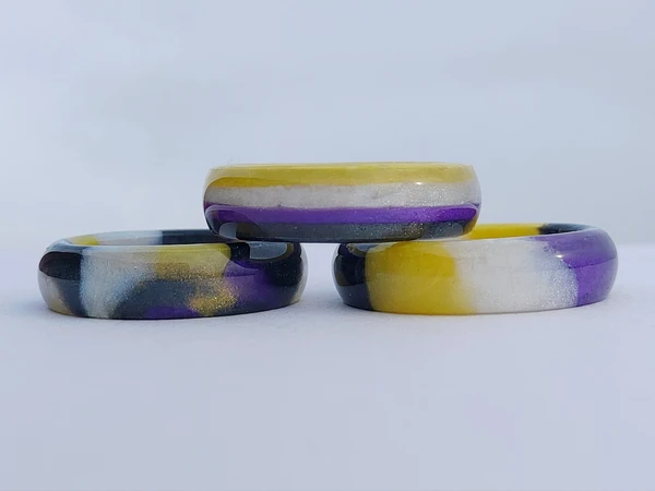 Non Binary Ring - Non Binary Pride Ring - Non Binary Jewelry - Non Binary Pride - Resin Ring - LGBTQ Ring