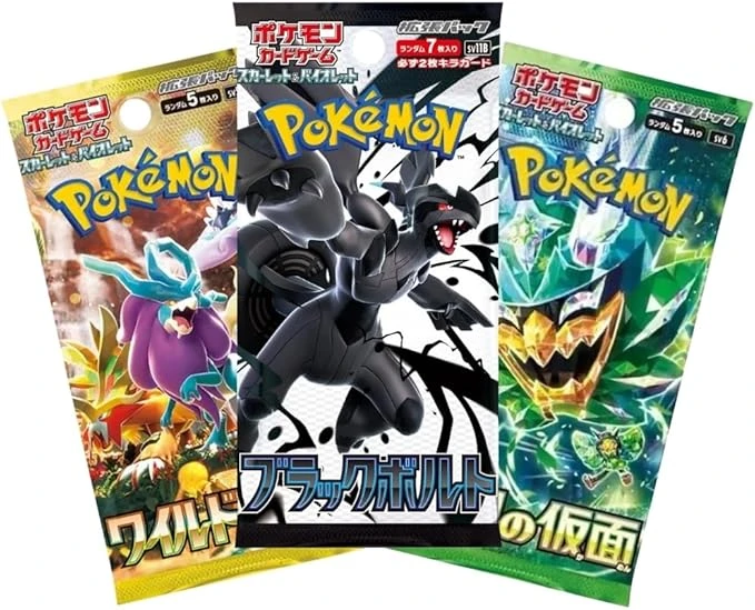 Pack 3 Boosters Pokemon Japonais Aléatoires – Cartes Officielles - Certifié Konbaya – Protection d'Expédition