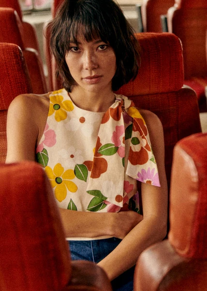 Blouse Loren - Imprimé Sol - Lin - Sézane