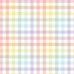 Pastel Rainbow Gingham - Small Scale Fabric | Spoonflower