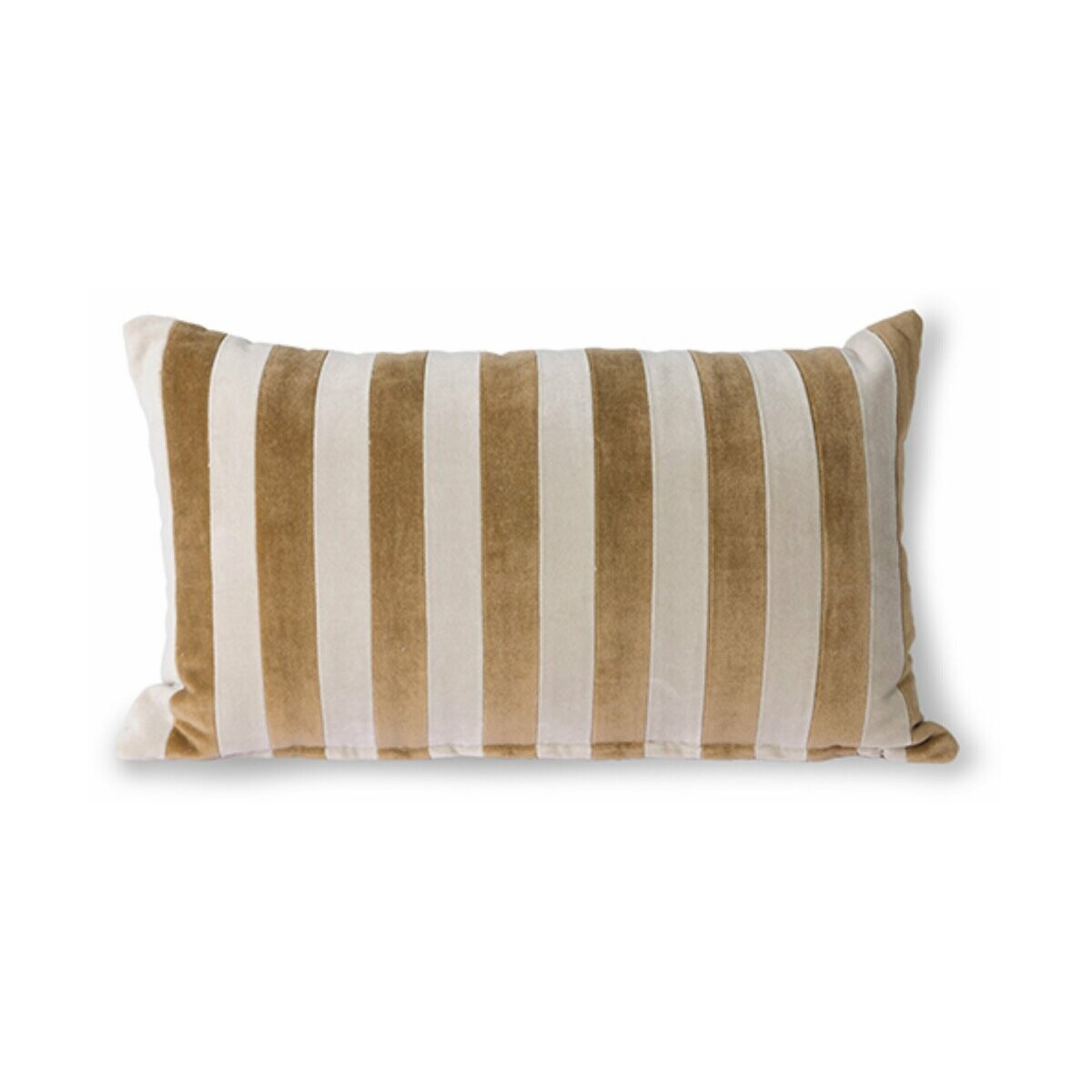 Coussin en velours rayé brun et naturel 30x50 cm - HKliving