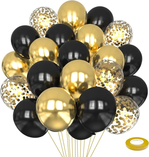 Ballons noirs et métalliques dorés, décorations pour anniversaire, nouvel an, mariage, remise de diplôme, fête préChristophe, 16 pièces - AliExpress 15