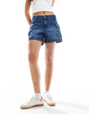 Noisy May - Short cargo en jean - Bleu moyen délavé | ASOS