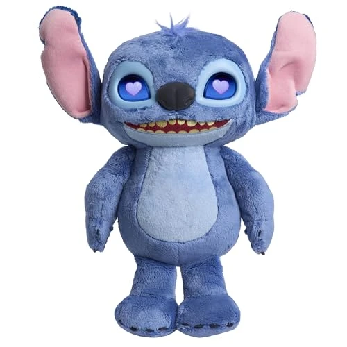 Just Play Peluche Stitch Interactive de Disney mesurant 34,3 cm de Haut, Plus de 50 Sons et Expressions, Yeux LCD expressifs, Jouets pour Enfants de 3 Ans et Plus
