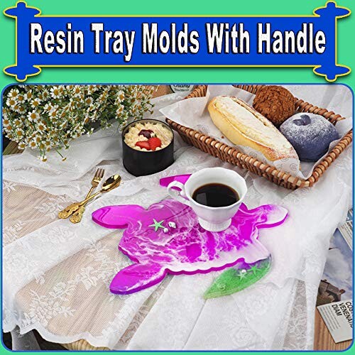Moules en silicone pour résine époxy, plateau flexible en silicone, moules en silicone pour la fabrication de résine époxy, dessous de verre, plateau d'agate, assiette à fruits (forme de tortue)