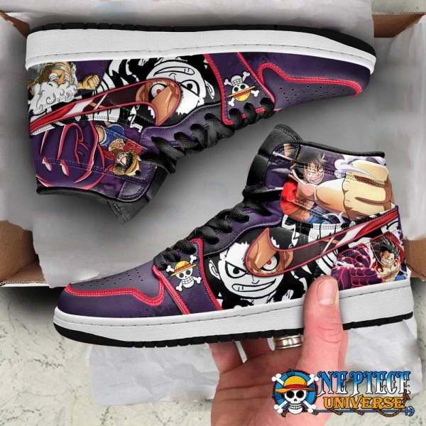 Anime Luffy Gear 4 Angry JD Custom Shoes - One Piece Universe
