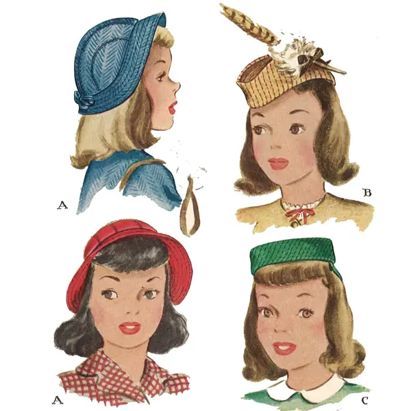 PDF - Modèle des années 1940, Chapeaux de Bellhop pour filles - Chapeau 21" (53 cm) - Imprimez instantanément à la maison