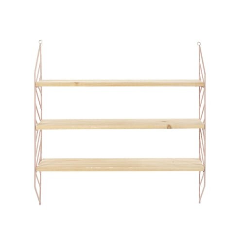 Étagère murale en pin et métal rose | Maisons du Monde