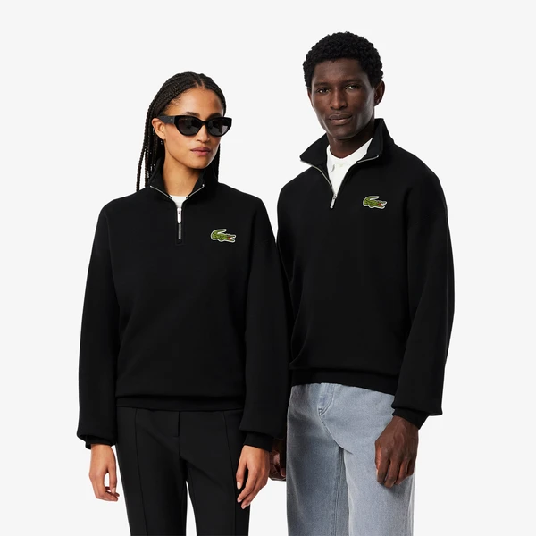 Sweatshirt col zippé loose fit avec badge