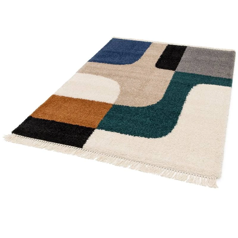 Tapis à franges doux et raffiné odyssey multicolore - AFK Living