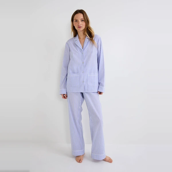 Pyjama long à rayures en coton BIO