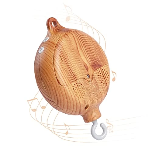 Promise Babe Baby Bed Mobile Music Box Bettbell,Boîte à musique électrique pour bébé 35 mélodies,Bettbell Music Box Holder, Babybed Stent Set,7cm*7cm Imitation bois Boîte à musique en imitation bois