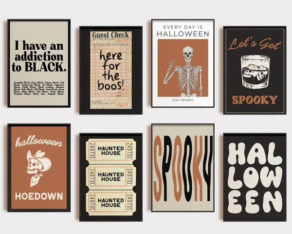 affiches d'halloween | 20 IMPRESSIONS HALLOWEEN | décoration d'halloween | impression d'art Halloween | art mural halloween tendance |