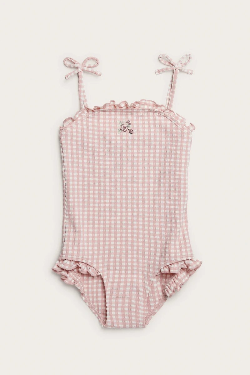 Checked floral swimsuit