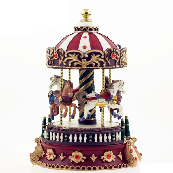 Boîte à musique carrousel, cadeau de Noël, artisanat créatif en résine, ornements, boîte à cent tons - AliExpress 15