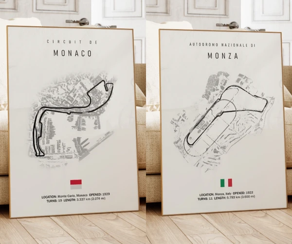 — etsy, poster formula 1 tracks (monaco and monza in 30x40)