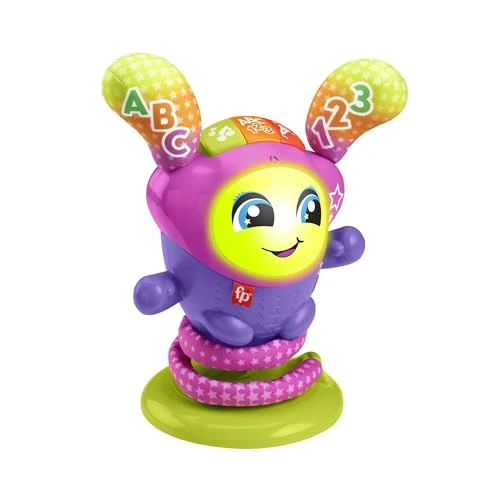 Fisher-Price DJ Le Robot Danseur à Rebond | Petit Robot d'Éveil 4 en 1 sur Ressort | Jouet Bébé 9 Mois à 36 Mois | Jeu Musical Bébé 1 an Multicolore avec Lumières et Sons, Version: Allemande, HRC49