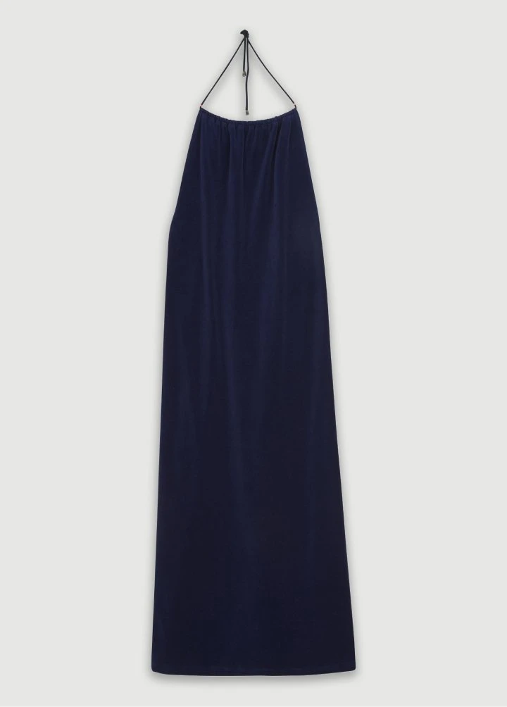 Robe dos nu Monica Velours Eponge Bleu Nuit — Ma Petite Plage