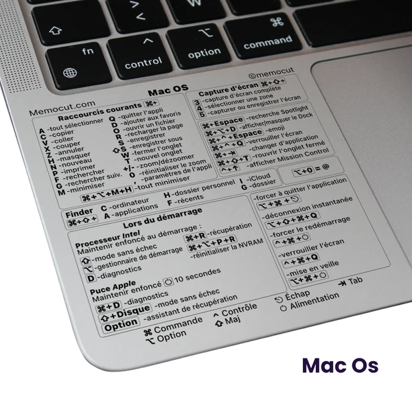 Autocollant Raccourcis Clavier MacBook