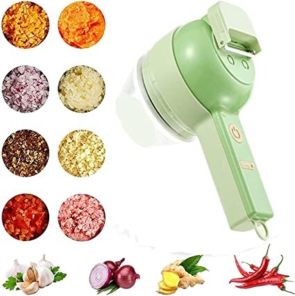 ICOCO Ensemble de Coupe-légumes électrique Portable 4 en 1 Robot de Cuisine sans Fil Portable pour ail Poivre Piment Oignon céleri Gingembre Viande avec Brosse - 200ML : Amazon.fr: Cuisine et Maison
