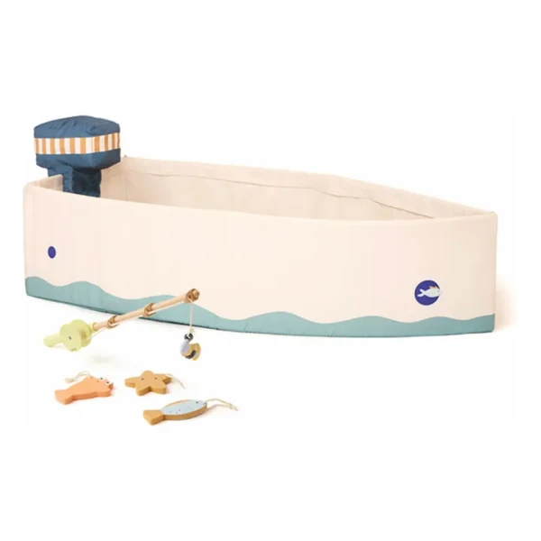 Bateau en toile avec kit de pêche | Ecru