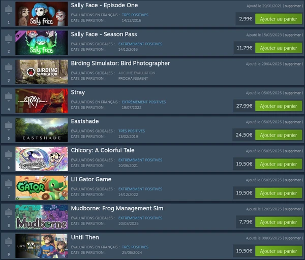 Liste de souhaits STEAM