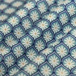 Tissu cretonne floral zea turquoise