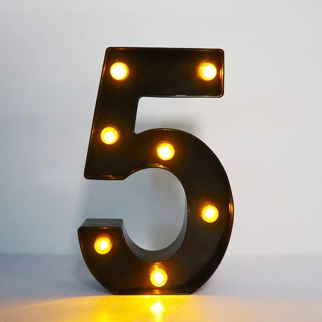 Lettres de l'Alphabet et des Chiffres Noirs avec Lumière LED, Veilleuse pour la Maison, Noël, Fournitures de ixd'Anniversaire, Décoration, 22cm - AliExpress