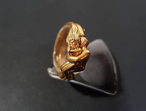 Or plaqué argent sterling Lovers bague. Bague de promesse. Bague de couple. Alliance. Expédition gratuite!!