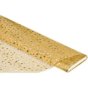 Tissu organza très fin 'étoiles', or