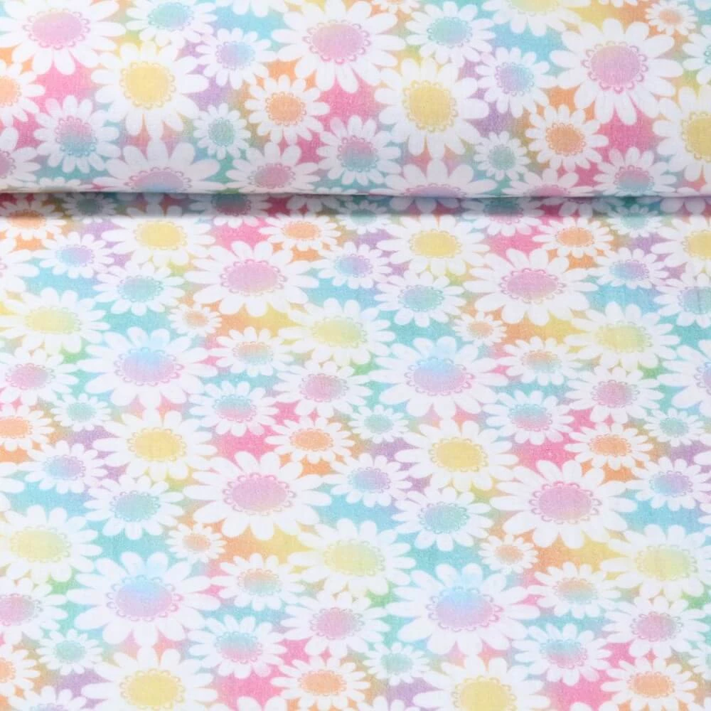 Mousseline de coton - Bambino Impression digitale Fleurs Ecru