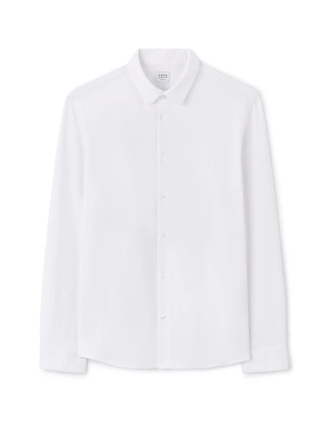 Chemise regular en jersey col français - blanc XL