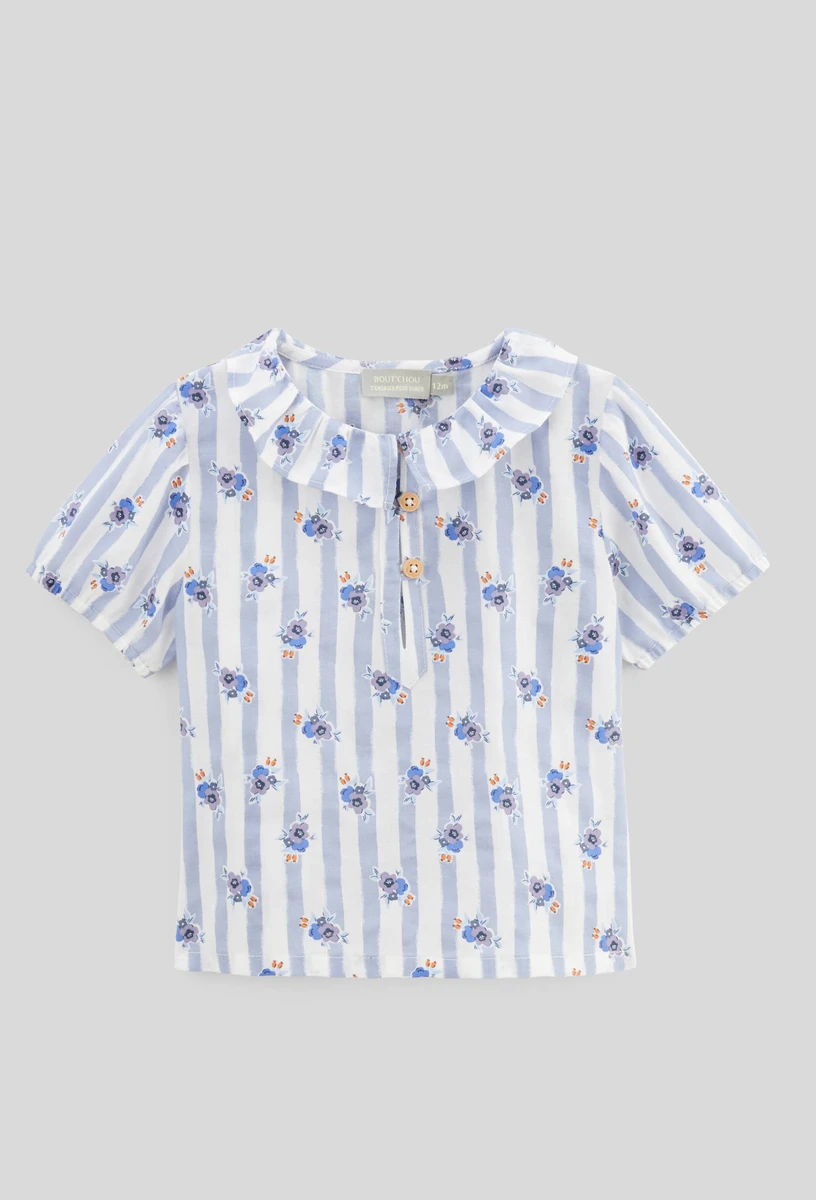 Blouse manches courtes imprimée en coton BIO GOTS
