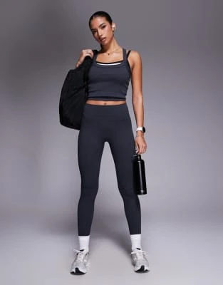 4505 - Legging de sport sculptant sans coutures à taille haute - Gris silex