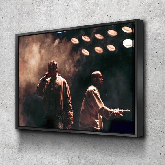 Kanye West Travis Scott Poster Canvas Wall Art Ready to Hang Various Sizes