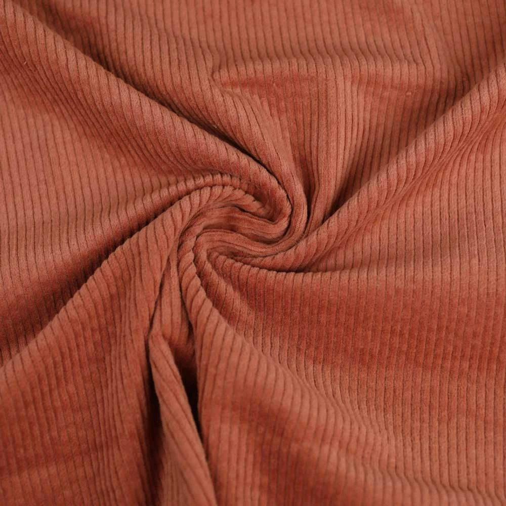 Tissu velours côtelé coton stretch uni - rust | Pour couture d'habits en velours de poids moyen