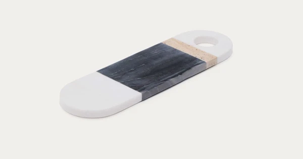 Petite planche de service Nivol en marbre blanc et noir et travertin | Kave Home France