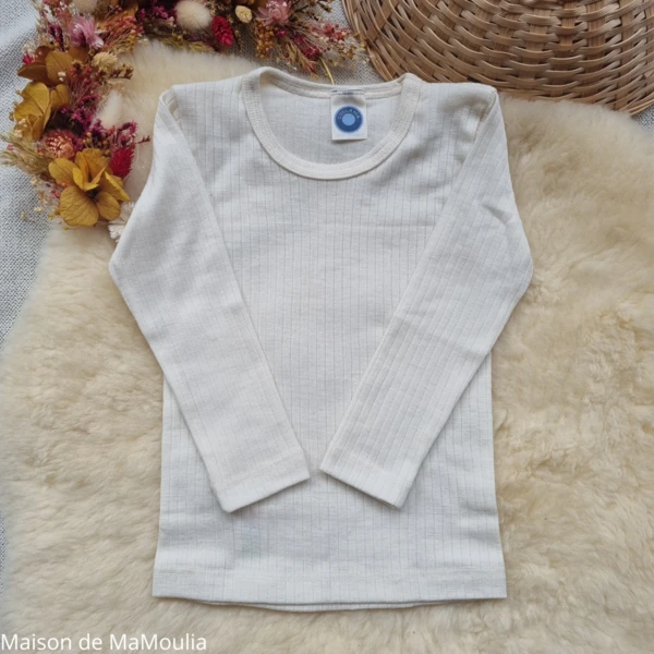 COSILANA - T-shirt manches longues - Laine/Soie/Coton, Écru
