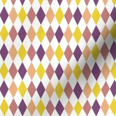 Harmonious Harlequins - mustard, mauve, Fabric | Spoonflower