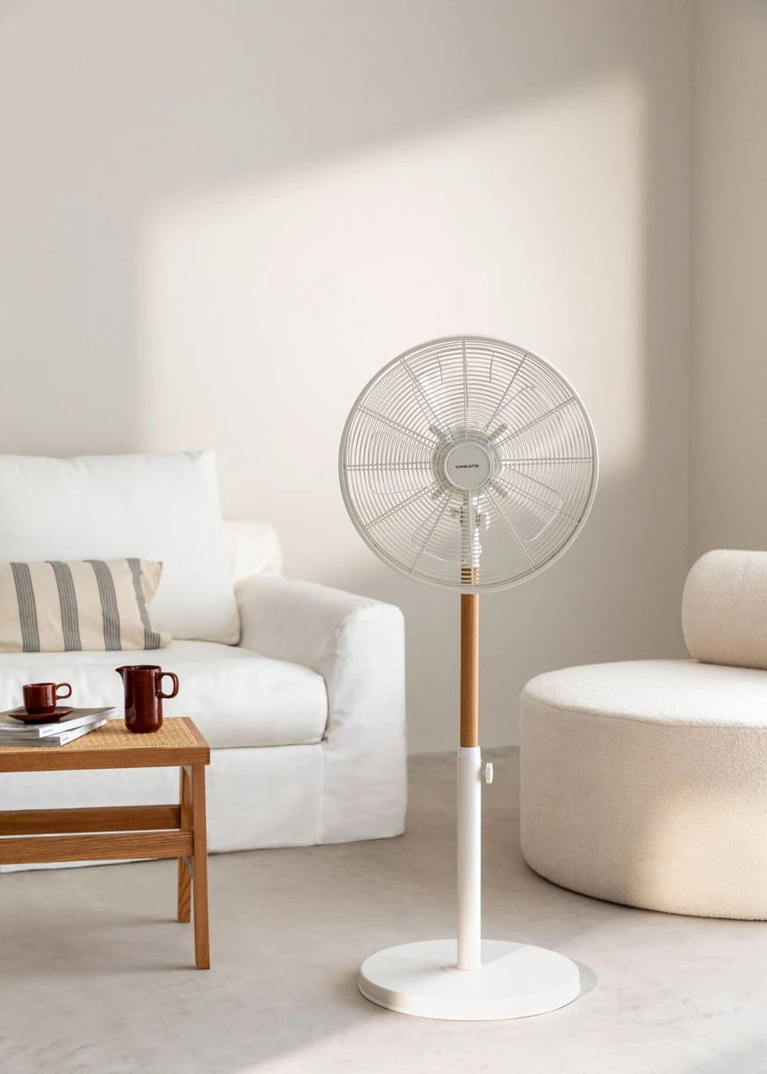 AIR STAND WOOD - Ventilateur sur pied oscillant de style rétro 50 W