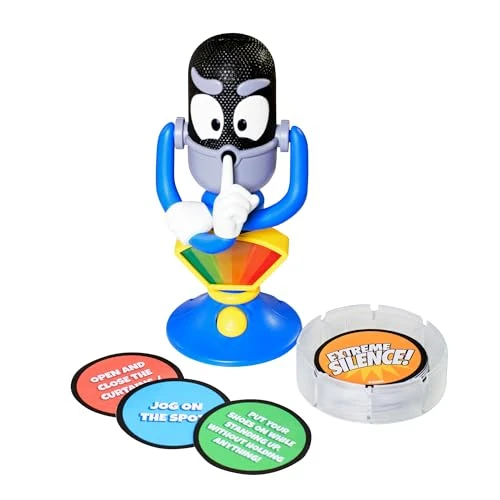 TOMY Extreme Silence Jeu d’Ambiance, défi sonore pour Enfants et familles, Micro détecteur de décibels, 50 Cartes Missions, créez Vos Propres défis, Jeu Silencieux, dès 6 Ans, 2 Joueurs ou Plus