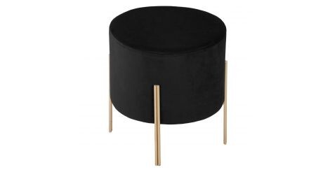 Tabouret Design en Velours "Living" 40cm Noir & Or
