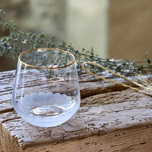 LOUIS - Gobelet avec liseré doré en verre 36cl - transparent