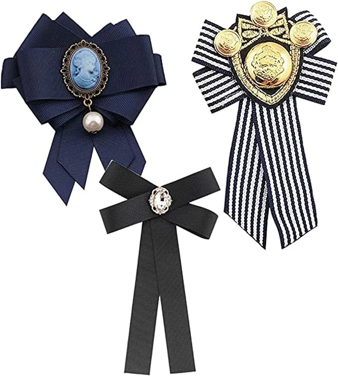 3 Pièces Cristal Perle Noeud Brooch, Broche Bow Dames, Broche Papillon Réglable, Broches Ruban Vintage, Cravate Broche Bijoux Noeud Papillon, Pour Mariage, Fête, École, Noël