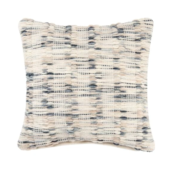 Coussin en coton tissé gris, beige et bleu 45x45 MISTEN | Maisons du Monde