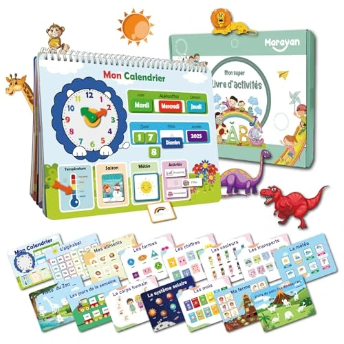 MARAYAN Jeux Montessori 3-7 Ans, Livre Quiet Book educatif, Puzzle Alphabet, Activité Manuelle, Tableau Français, pour Garçon et Fille, Matériel Autisme